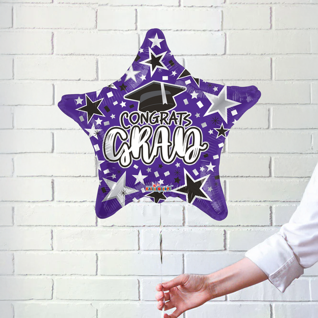 Congrats Grad Purple Star Foil Balloon 18″