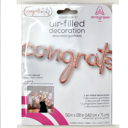 Congrats Script Rose Gold Foil Balloon 56″