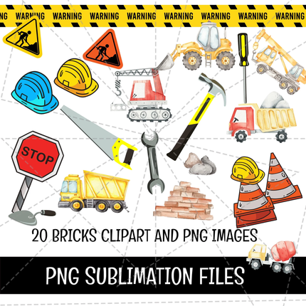 Construction Doodle Alphabet Letters PNG Bundle Instant Download