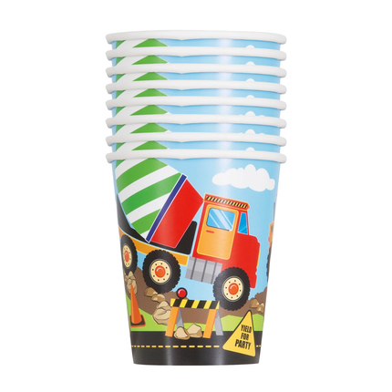 Construction Party 9oz Paper Cups, 8ct
