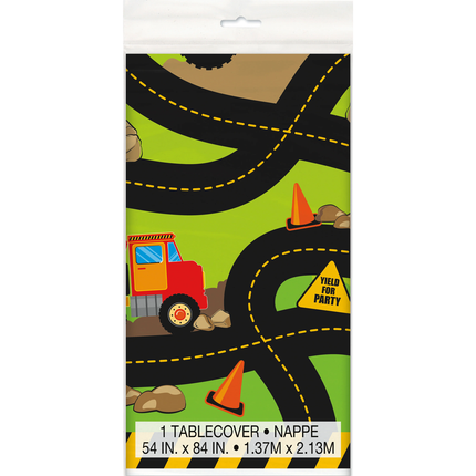 Construction Party Rectangular Plastic Table Cover, 54" x 84"