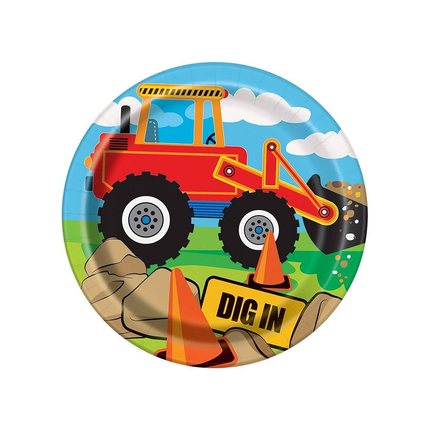 Construction Party Round 7" Dessert Plates, 8ct