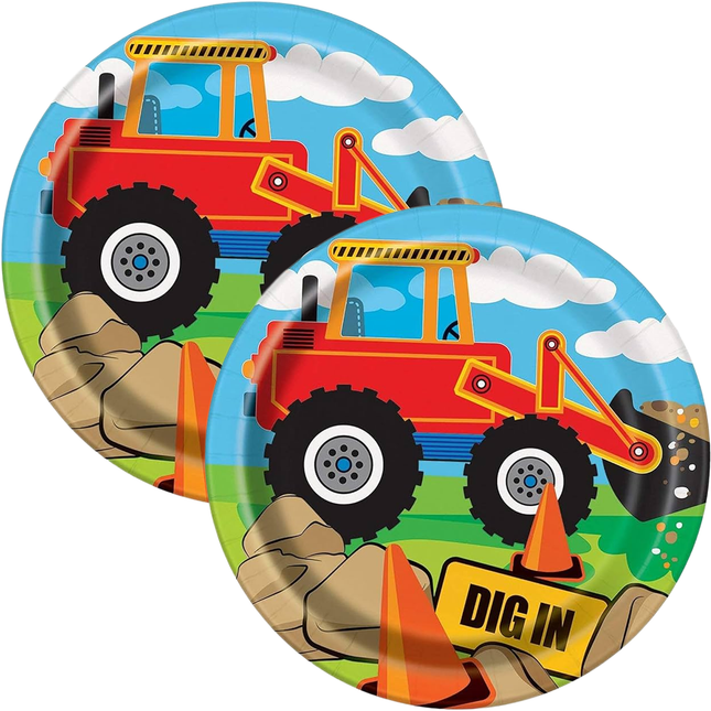 Construction Party Round 7" Dessert Plates, 8ct