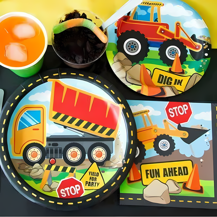 Construction Party Round 9" Dinner Plates, 8ct