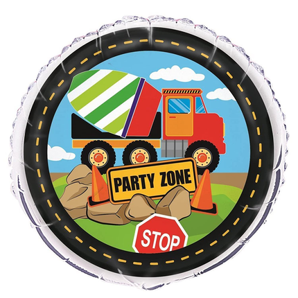 Construction Party Round Foil Balloon 18"