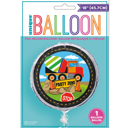 Construction Party Round Foil Balloon 18"