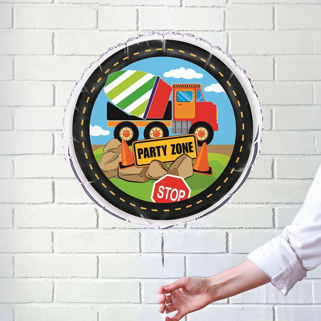 Construction Party Round Foil Balloon 18"