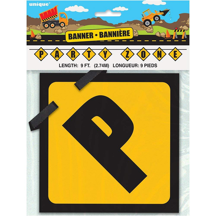 Construction Party Zone Block Banner 9ft