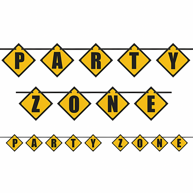 Construction Party Zone Block Banner 9ft