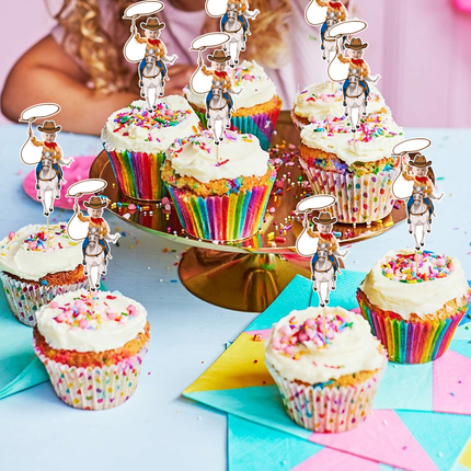 Cowboy Custom Face Cupcake Toppers for Birthdays 10 ct