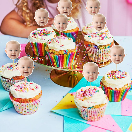 Custom Baby Face Cupcake Toppers 10 ct