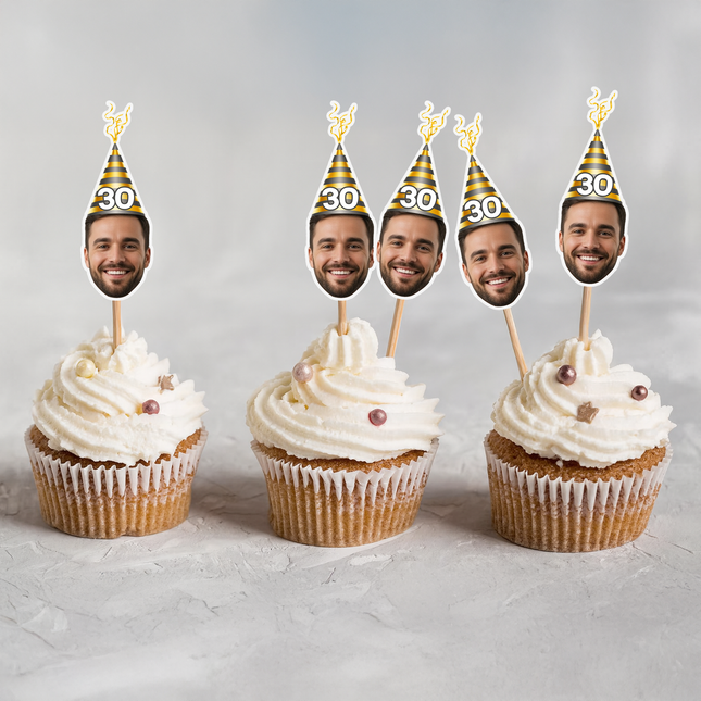 Custom Face Cupcake Toppers for Birthdays 10 ct