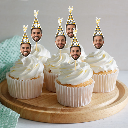 Custom Face Cupcake Toppers for Birthdays 10 ct