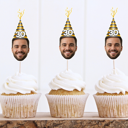 Custom Face Cupcake Toppers for Birthdays 10 ct