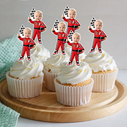 Custom Photo Racing Driver Cupcake Toppers 12 ct