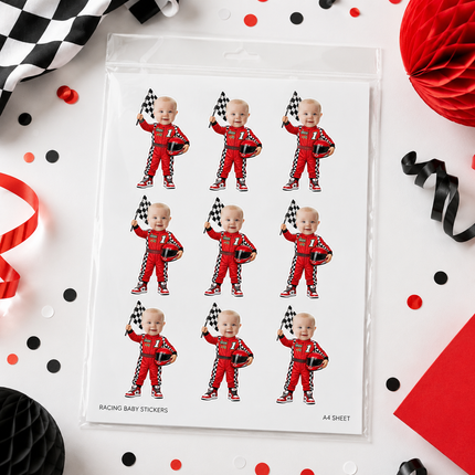 Custom Photo Racing Driver Stickers 12 ct