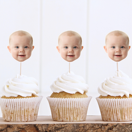 Custom Baby Face Cupcake Toppers 10 ct