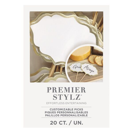 Customisable Card Food Picks with Gold Trim Pk 20