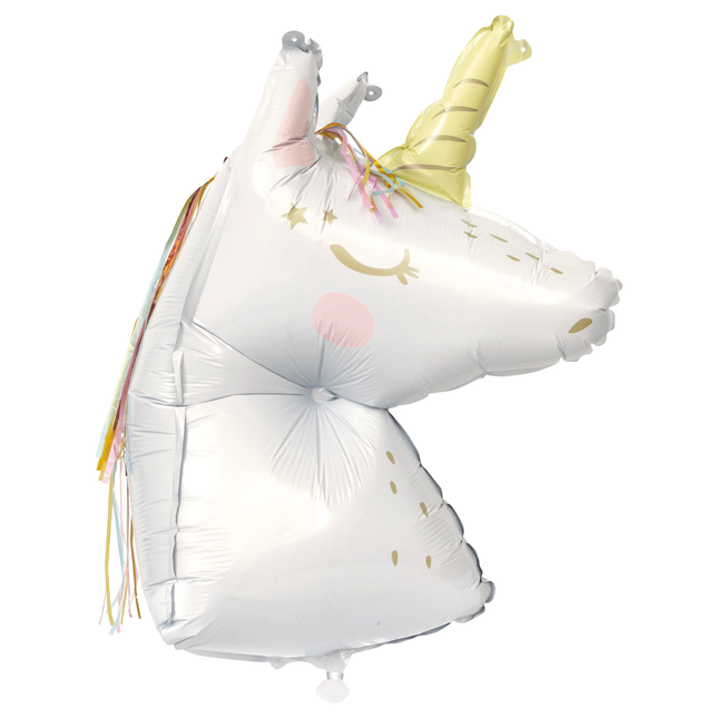Dainty Unicorn Shaped Giant Foil Balloon 25.5" with Fringe Mane