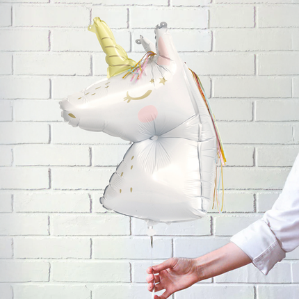 Dainty Unicorn Shaped Giant Foil Balloon 25.5" with Fringe Mane