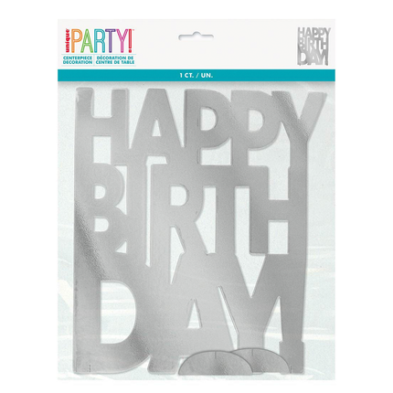 Silver Happy Birthday Centerpiece Decoration!