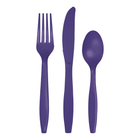 Deep Purple Solid Assorted Plastic Cutlery, 18ct