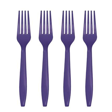 Deep Purple Solid Plastic Forks, 18ct