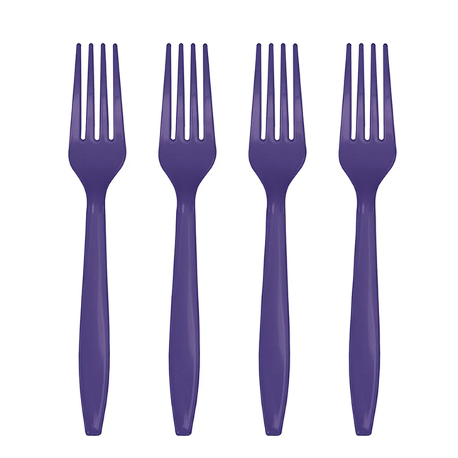 Deep Purple Solid Plastic Forks, 18ct