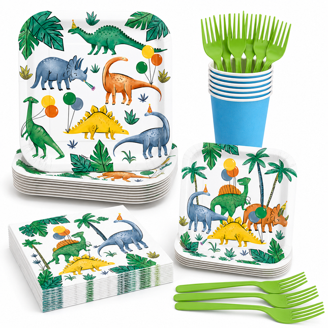Dinosaurs Birthday Party Supplies Set for 8 Guests