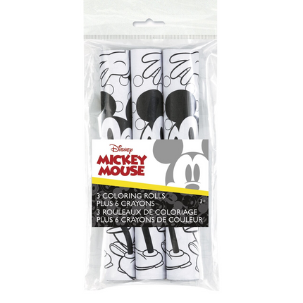 Disney Mickey Mouse Paper Coloring Rolls & Crayons - 3ct