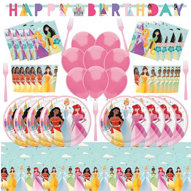 Disney Princess Birthday Party Supplies Set for 24 Guests