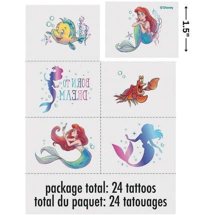 Disney The Little Mermaid Tattoos 4 sheets, 24 ct
