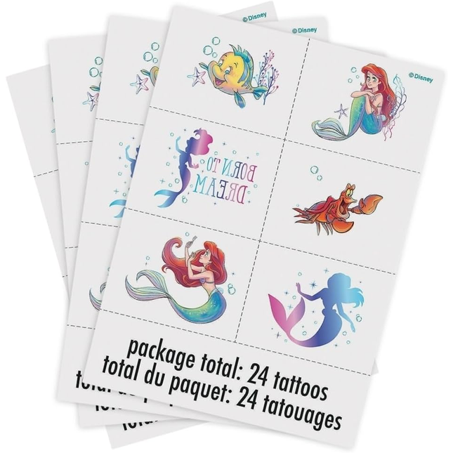 Disney The Little Mermaid Tattoos 4 sheets, 24 ct
