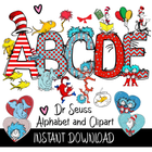 Dr Seuss Cat in The Hat Doodle Alphabet Letters PNG Bundle Instant Download