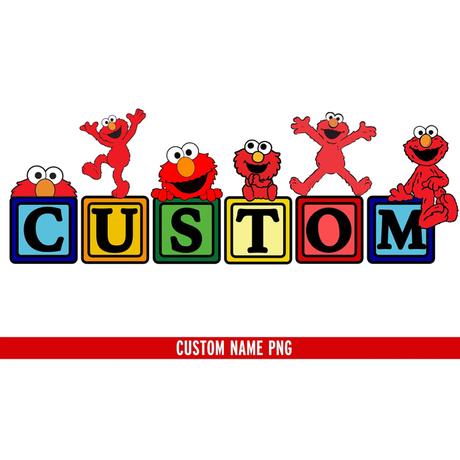sesame street Elmo Box Custom Name PNG
