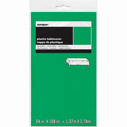 Emerald Green Solid Rectangular Plastic Table Cover, 54" x 108"