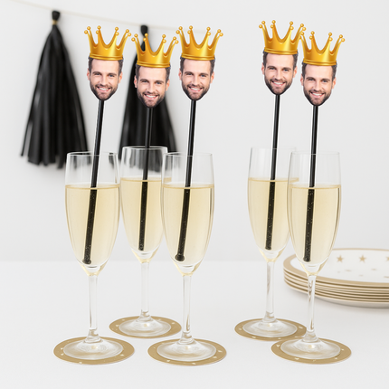Personalized Face Cocktail Stirrers – Custom Drink Stirrers 10 ct