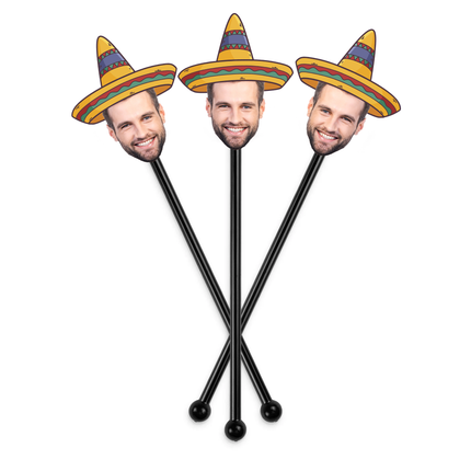 Personalized Face Cocktail Stirrers – Custom Drink Stirrers 10 ct