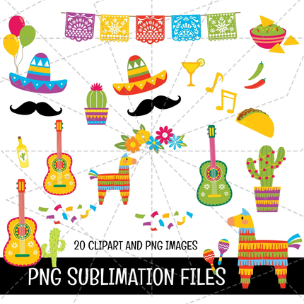 Fiesta Doodle Alphabet Letters, Numbers PNG Clipart Bundle Instant Download