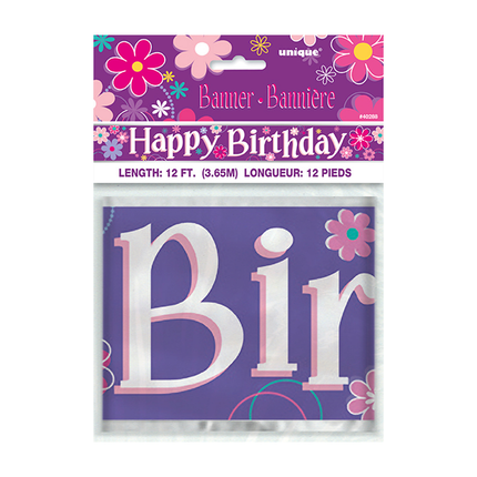 Birthday Blossoms Banner, 12 ft