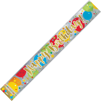 Glitzy Gold Happy Birthday Banner, 12 ft
