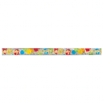 Glitzy Gold Happy Birthday Banner, 12 ft