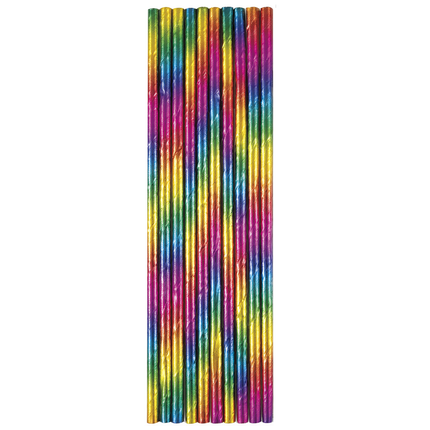 Foil Rainbow Paper Straws, 10ct