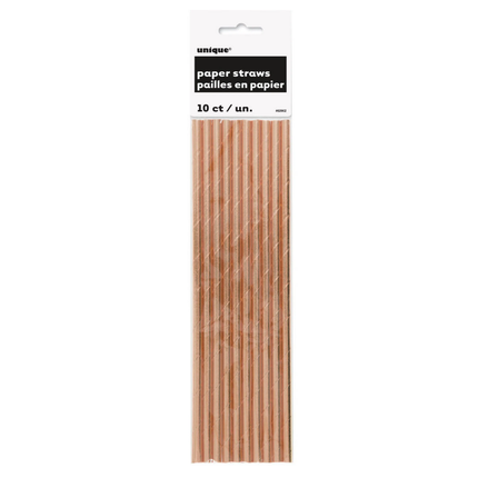 Rose Gold Metallic Paper Straws, 10ct