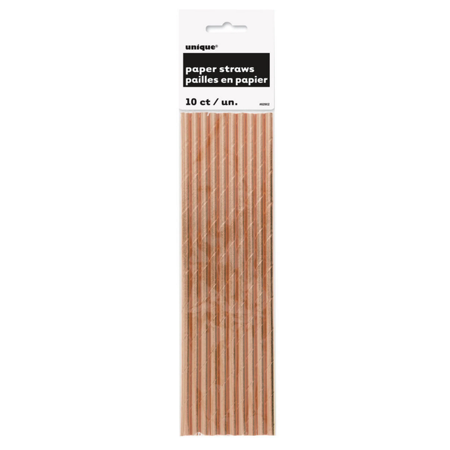 Rose Gold Metallic Paper Straws, 10ct