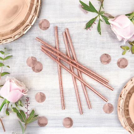 Rose Gold Metallic Paper Straws, 10ct