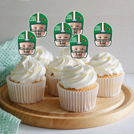 Football Cupcake Toppers, Football Photo Head Cupcake Topper 10 ct