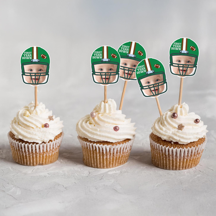 Football Cupcake Toppers, Football Photo Head Cupcake Topper 10 ct
