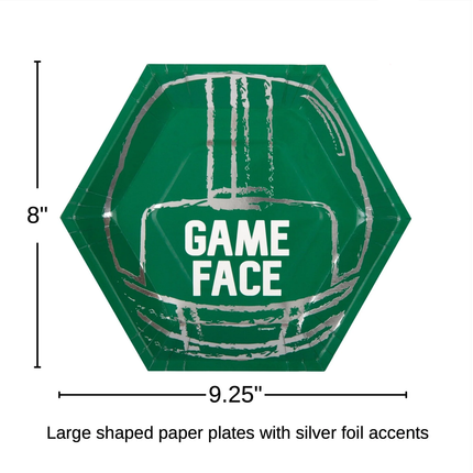 Football Toss "Game Face" Hexagon Shaped 9.25" Dinner Plates, 8ct