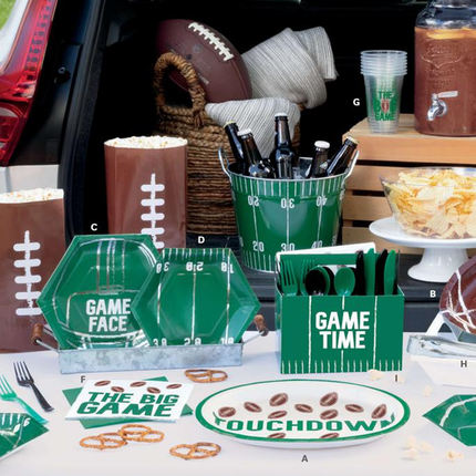 Football Toss "Game Face" Hexagon Shaped 9.25" Dinner Plates, 8ct